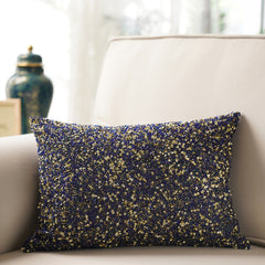 Blue and Gold Sequinned Cushion Cover