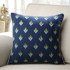 Blue & Green Embroidered Square Cushion Cover