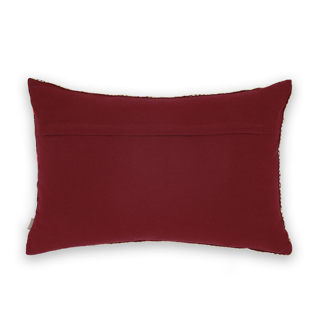 Shop Red Embroidered Rectangle Cushion Cover with Beads at Best