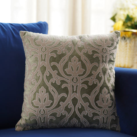 Sage Green Patch Work Square Cushion Cover