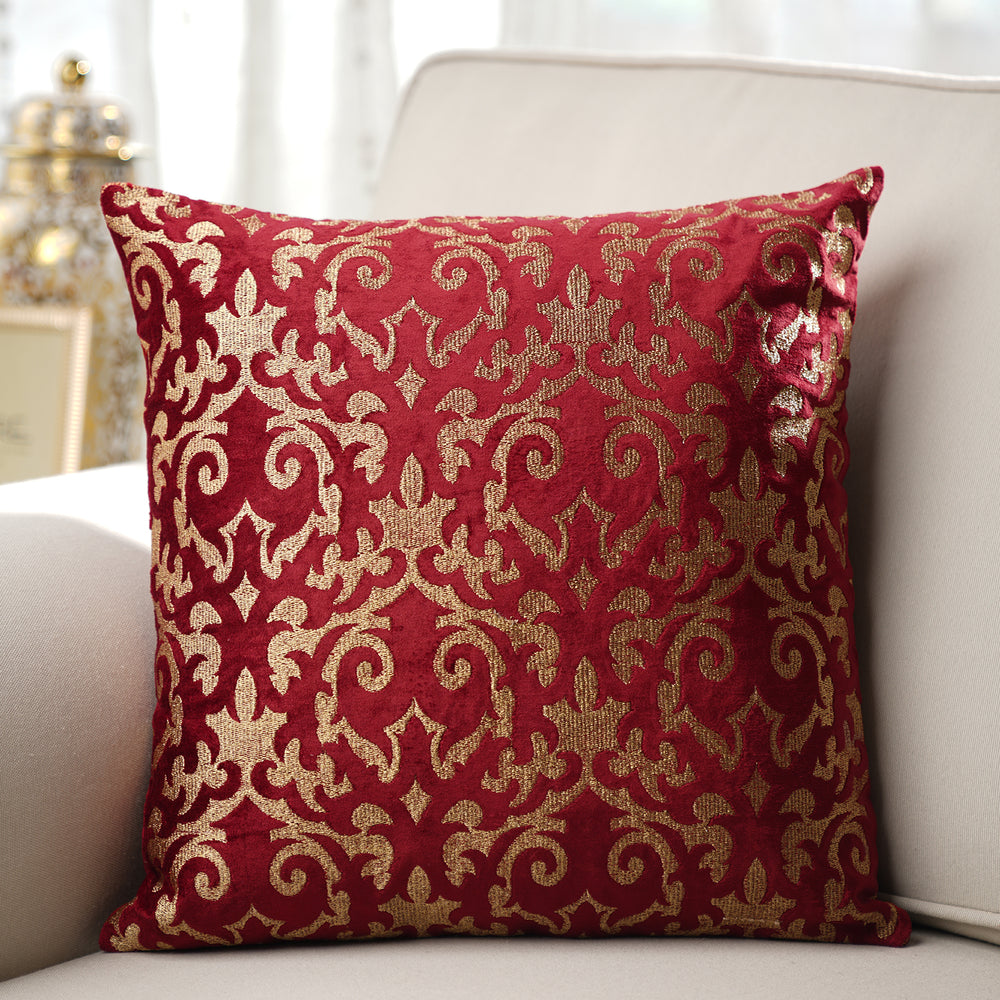 Red Embroidered Cushion Cover