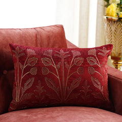 Red Embroidered Rectangle Cushion Cover