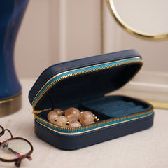 Teal Rectangle Faux Leather Travel Jewellery Box