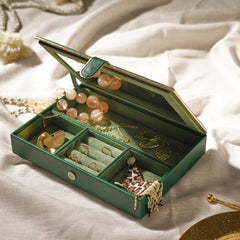 Dark Green Faux Leather Jewellery Box