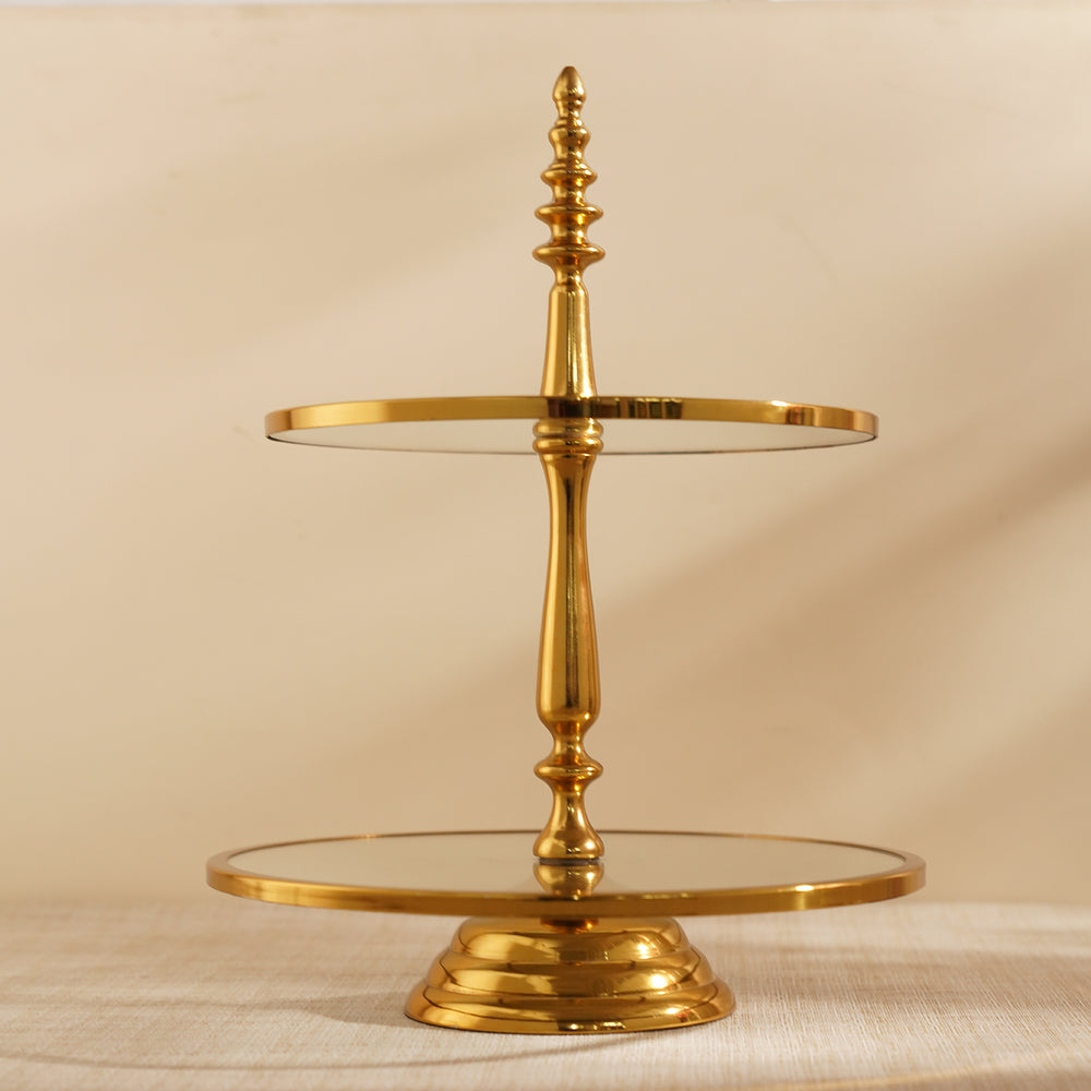 Clear Glass 2 Tier Cake Stand
