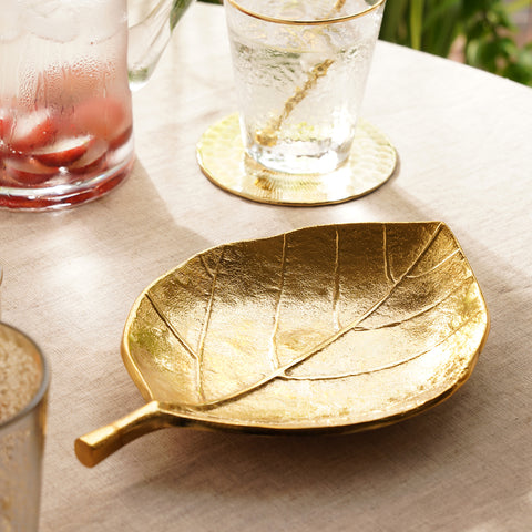 Gold Metal Leaf Decorative Platter - Small