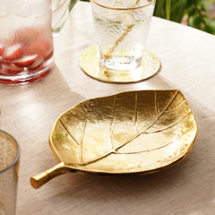 Gold Metal Leaf Decorative Platter - Small