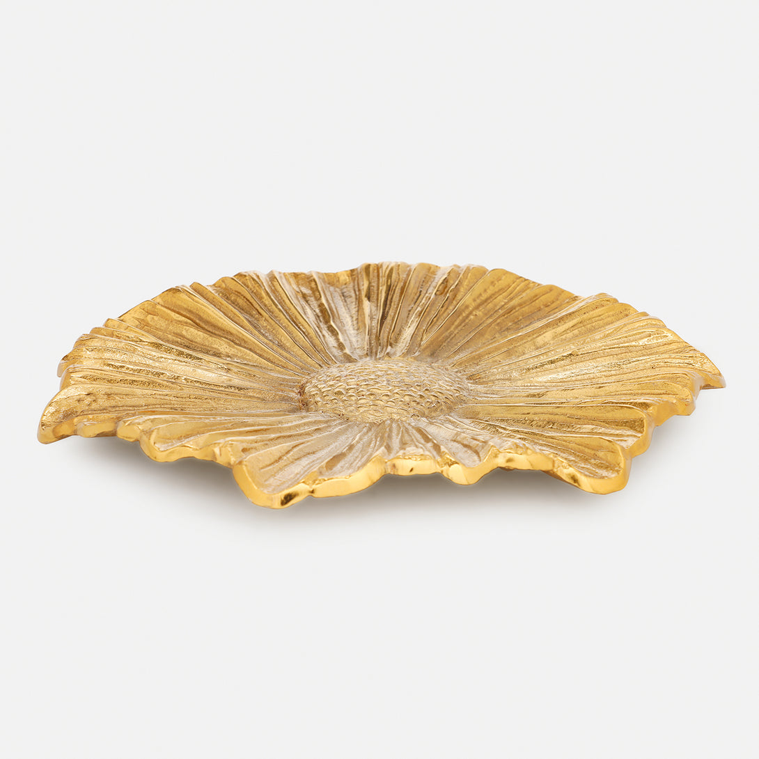 Shop Gold Metal Flower Decorative Platter - Large - at Best Price ...