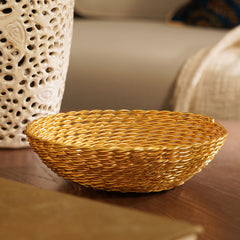Gold Metal Twisted Wire Fruit Bowl - Small