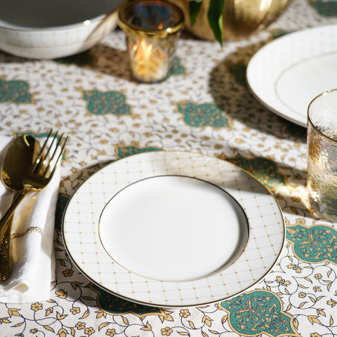 Set of 2 Ivory Ceramic Criss Cross Detail Dessert Plates