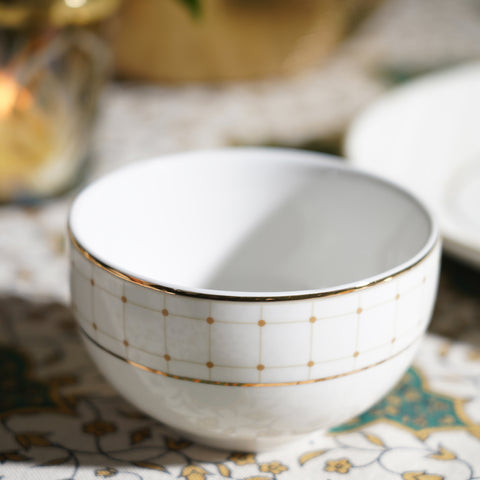 Set of 2 Ivory Ceramic Criss Cross Detail Small Bowls