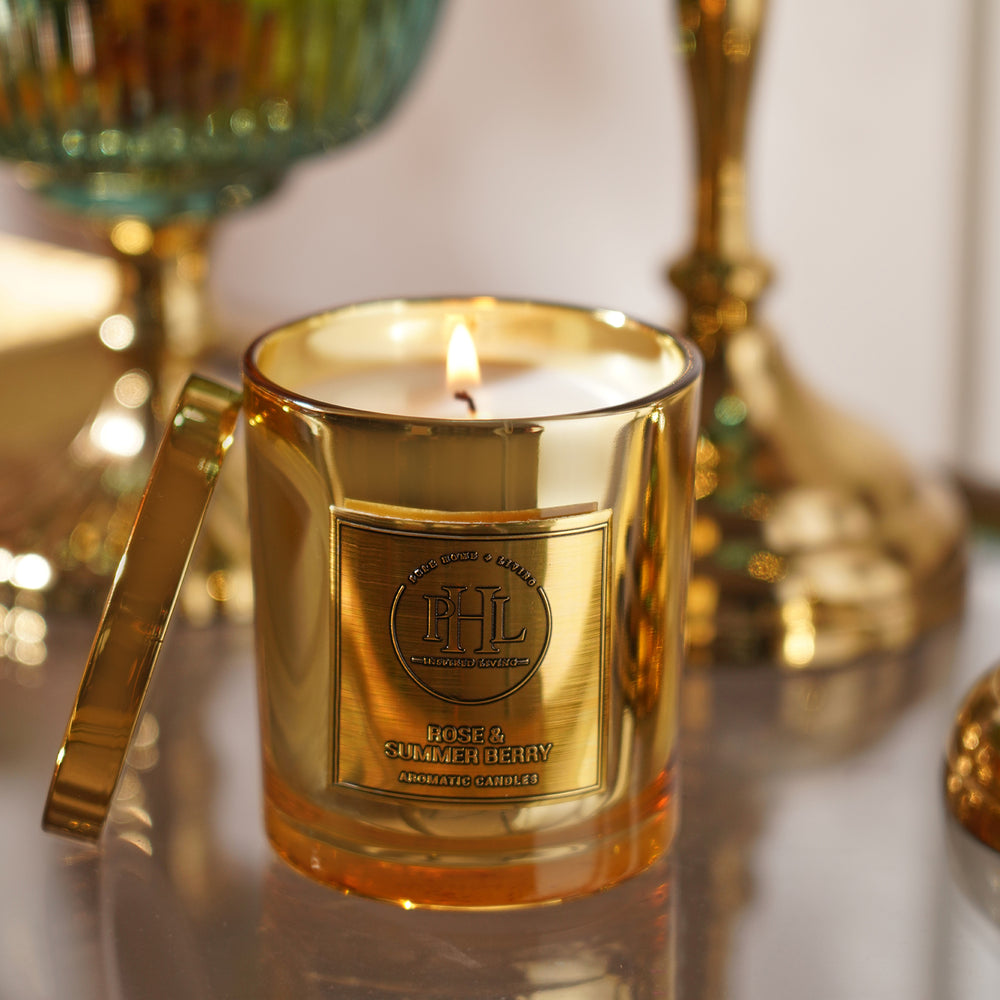 Gold Rose and Summer Berry Jar Candle