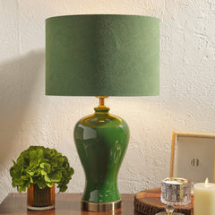 Green Linen Shade with Gold Lining (Without Stand)