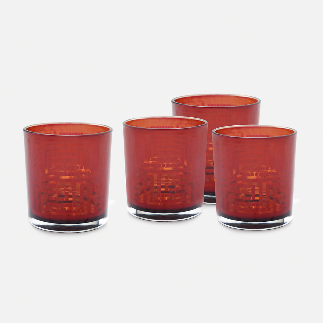 Red Pattern Glass Shop Set of 4 Red Pattern Glass Straight Votives - at Best Price Online ...