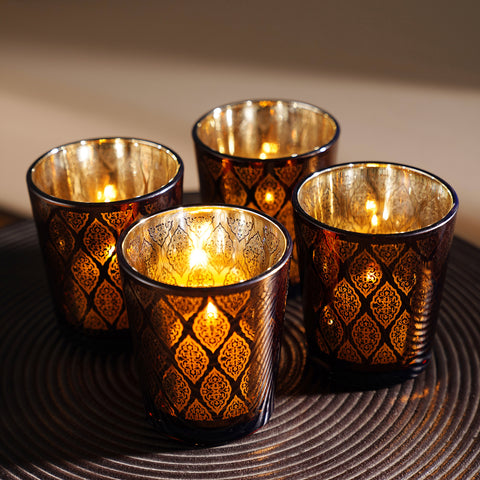 Set of 4 Copper Pattern Votives