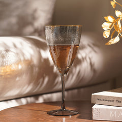 Set of 2 Grey Hammered Wine Glasses