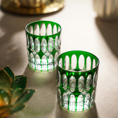 Set of 4 Green Star Cut Drinking Glasses