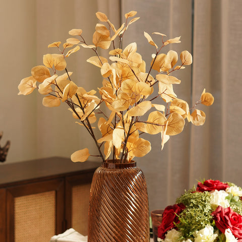 Brown Dry Eucalyptus Artificial Leaf Spray - Single
