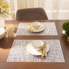 Set of 2 Silver Metallic PVC Placemats