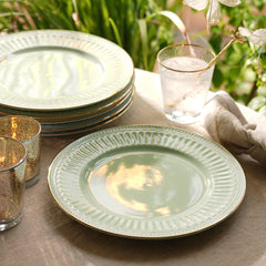 Set of 2 Light Green Ceramic Dinner Plates