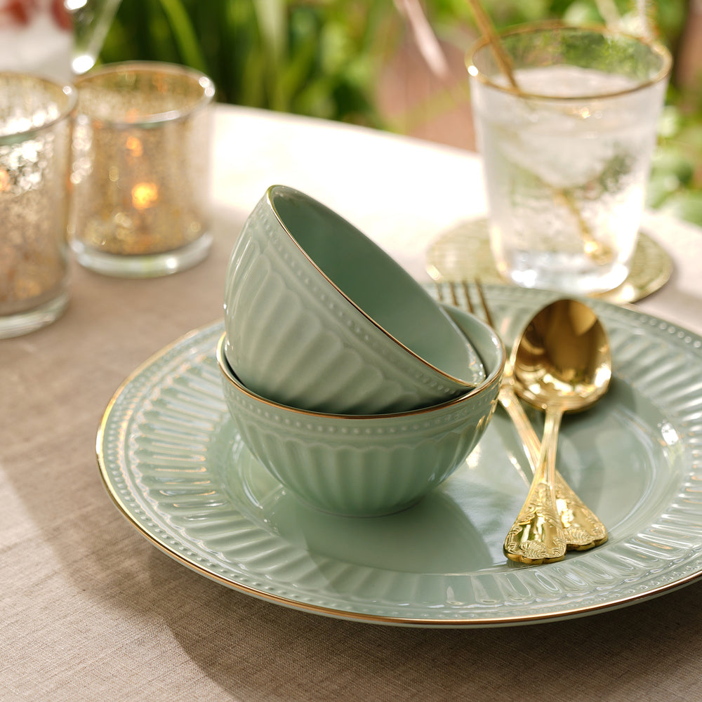 Set of 2 Light Green Ceramic Small Bowls