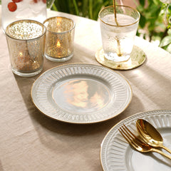 Set of 2 Ivory Ceramic Dessert Plates