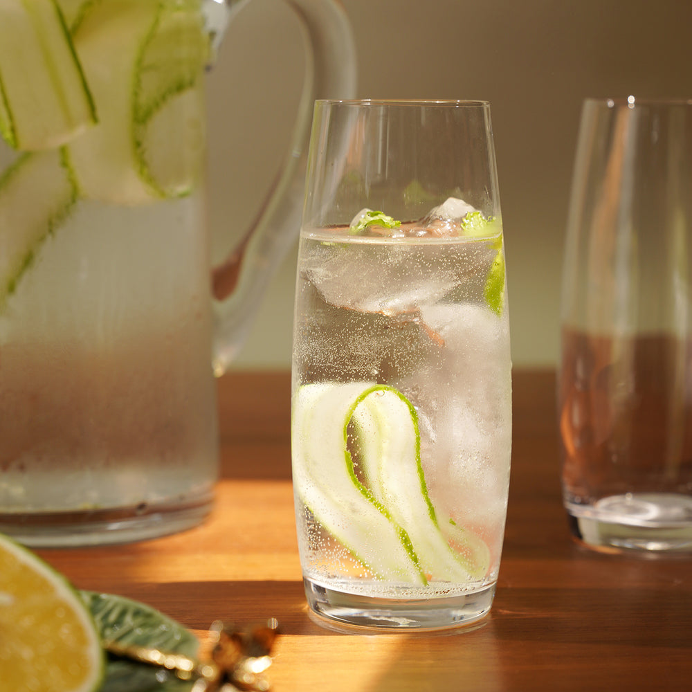 Set of 6 Clear Curved Highball Glasses