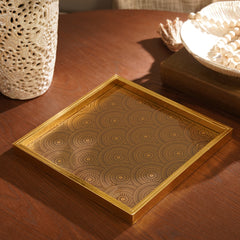 Gold Printed Glass Faux Leather Platter