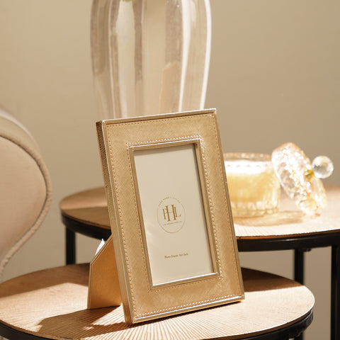 Gold Faux Leather Photo Frame - Small