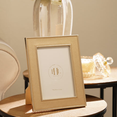 Gold Faux Leather Photo Frame - Large