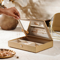 Gold Faux Leather Jewellery Box