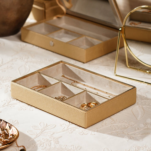 Gold 4 Compartment Faux Leather Organiser