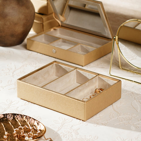 Gold 3 Compartment Faux Leather Organiser