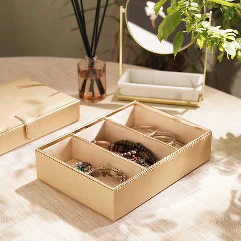 Gold 3 Compartment Faux Leather Organiser