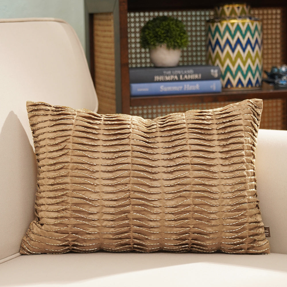 Gold Textured Rectangle Cushion Cover