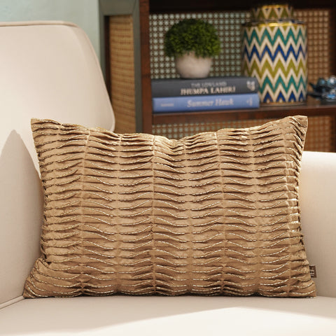 Gold Textured Rectangle Cushion Cover
