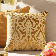 Gold Patch Work Square Cushion Cover