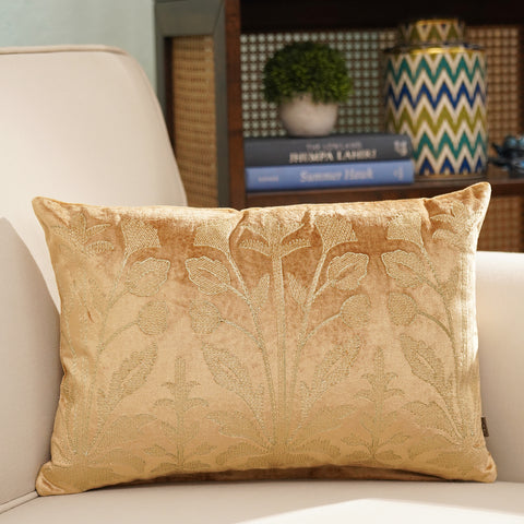 Gold Embroidered Rectangle Cushion Cover