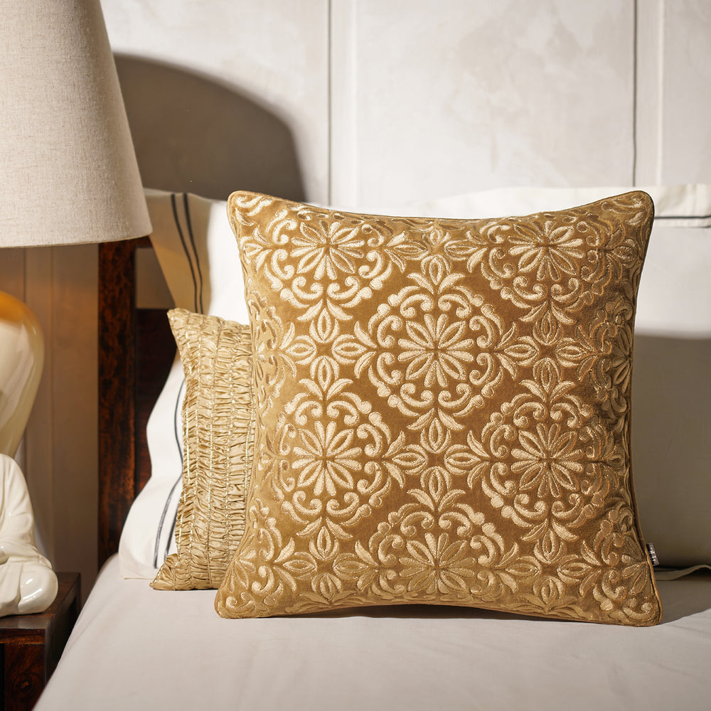 Gold Embroidered Cushion Cover
