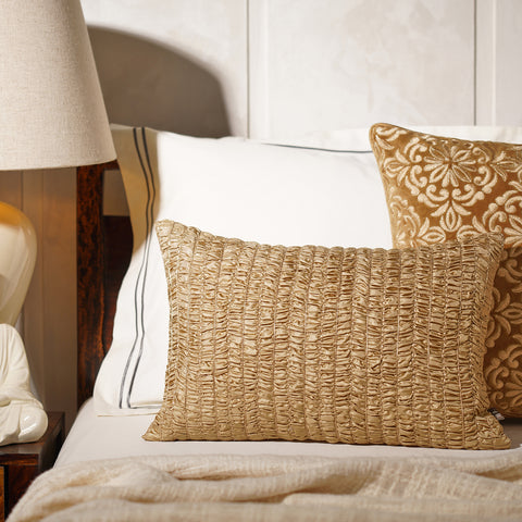 Gold Textured Rectangle Cushion Cover