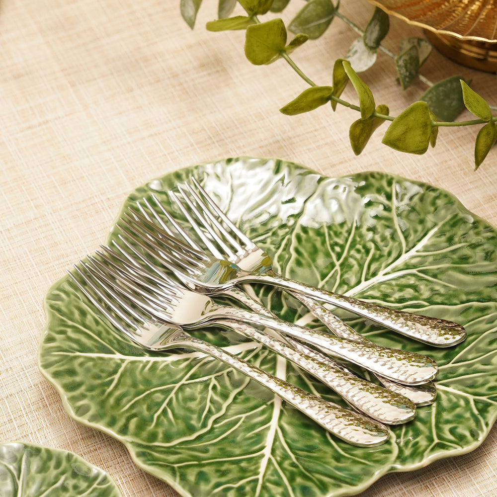 Set of 6 Silver Stainless Steel Dessert Forks