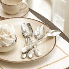 Set of 6 Silver Stainless Steel Dessert Spoons