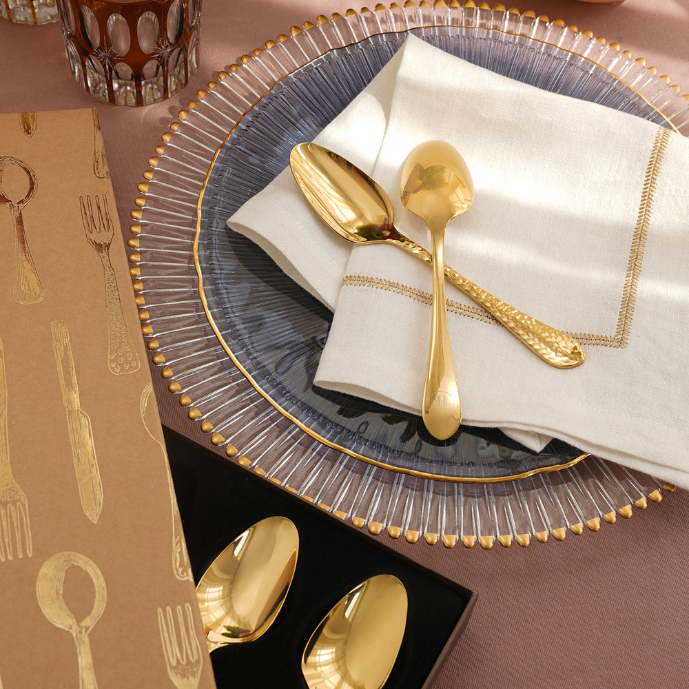 Set of 6 Gold Stainless Steel Dessert Spoons