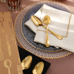 Set of 6 Gold Stainless Steel Dessert Spoons