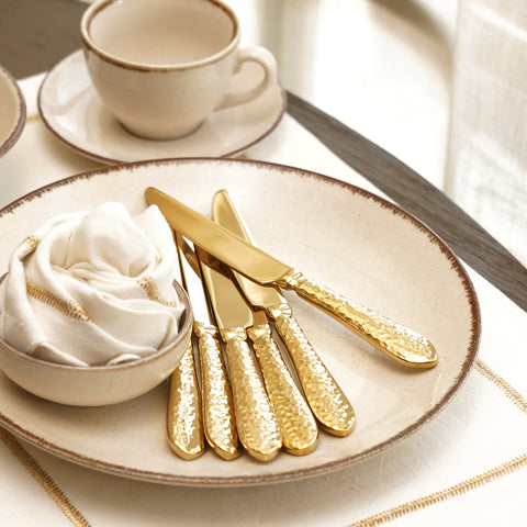 Set of 6 Gold Stainless Steel Dessert Knives