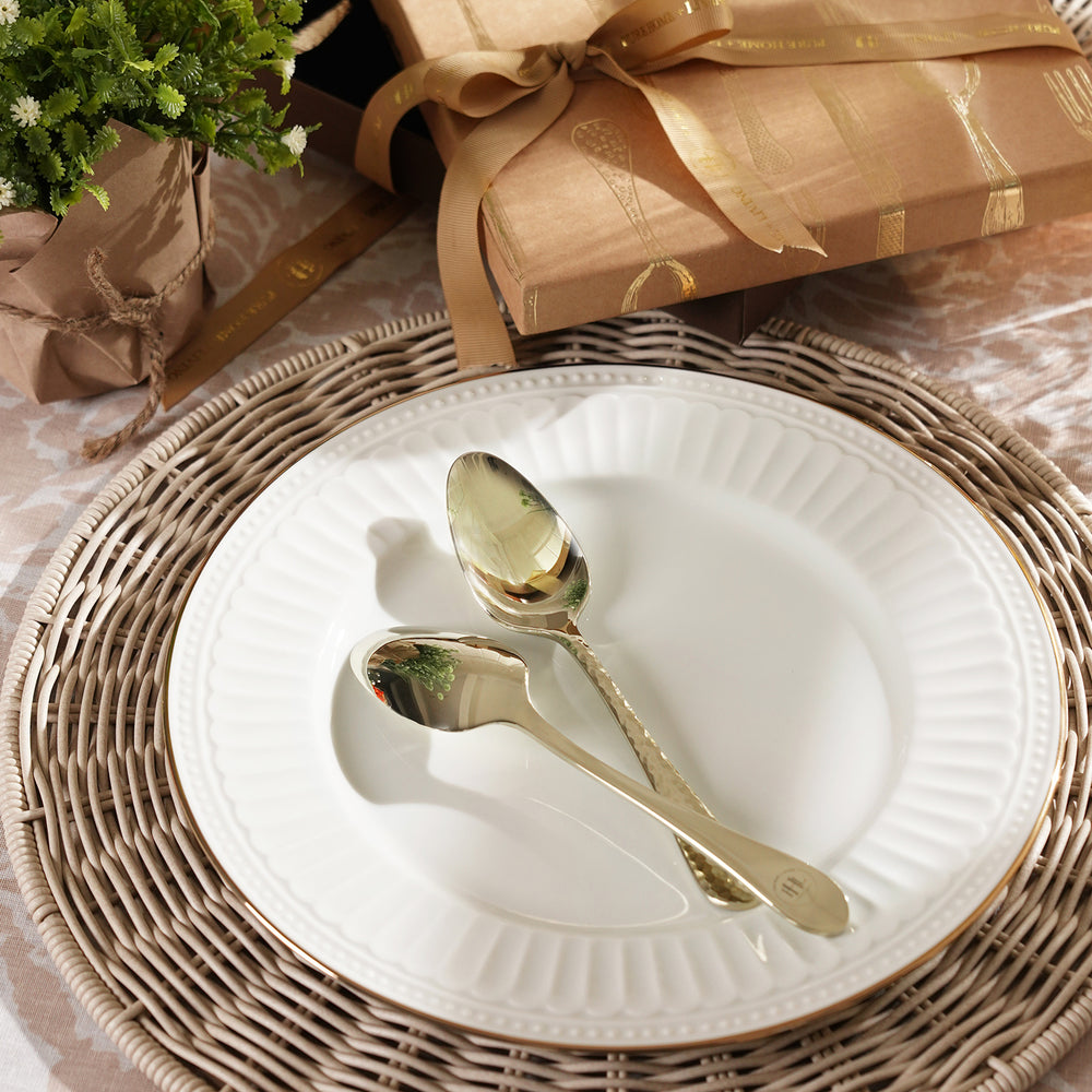 Set of 6 Gold Stainless Steel Dessert Spoons