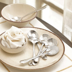 Set of 6 Silver Stainless Steel Soup Spoons