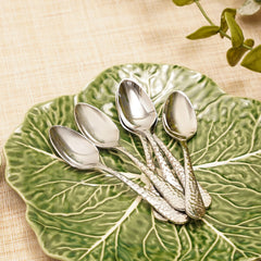 Set of 6 Silver Stainless Steel Dessert Spoons