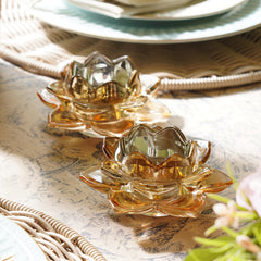 Set of 2 Gold Lotus Shaped Tealight Holders