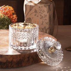 Silver Diamond Textured Glass Jar - Small
